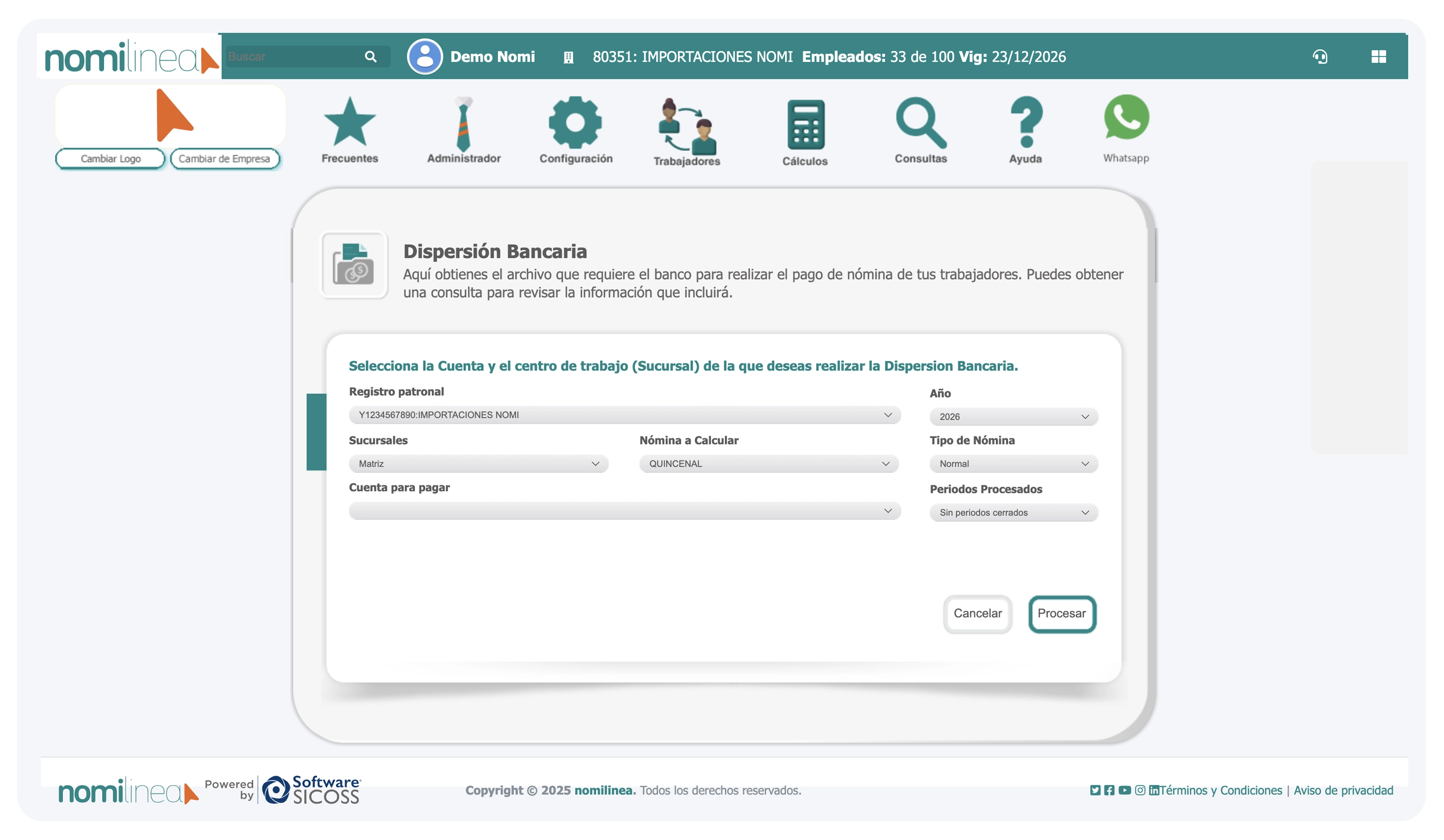 Dashboard Dispersión Bancaria