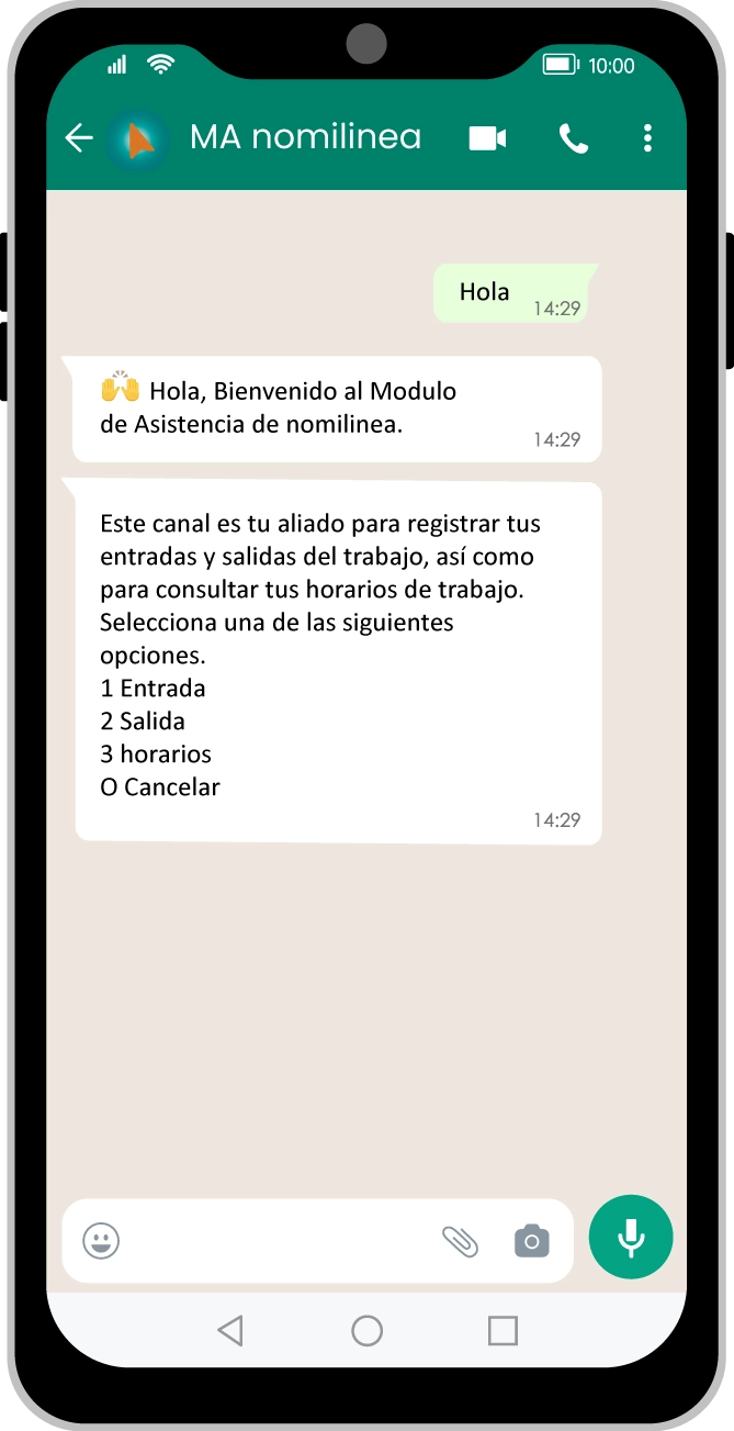 Reloj checador por WhatsApp